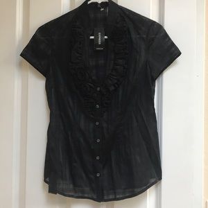 Express Sheer short sleeve black blouse
